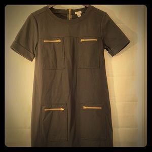 JCREW black dress with gold zipper detail